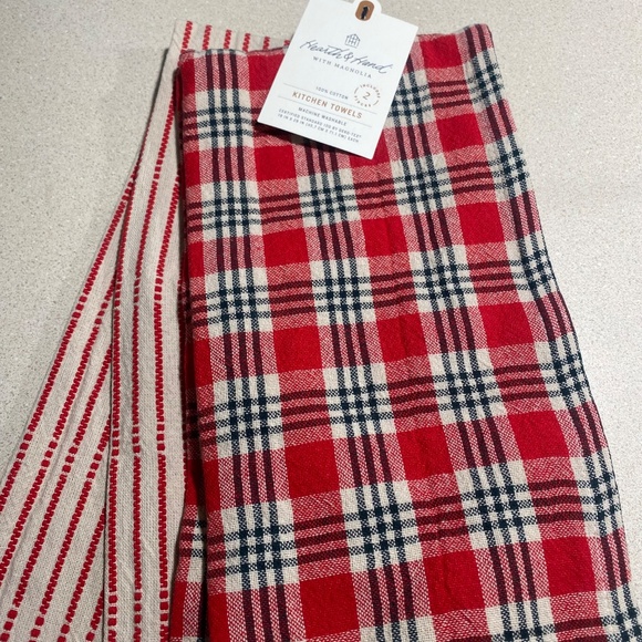 Magnolia Hearth & Hand Kitchen Dish Towel Signature Plaid Christmas Cotton NEW - Picture 2 of 8